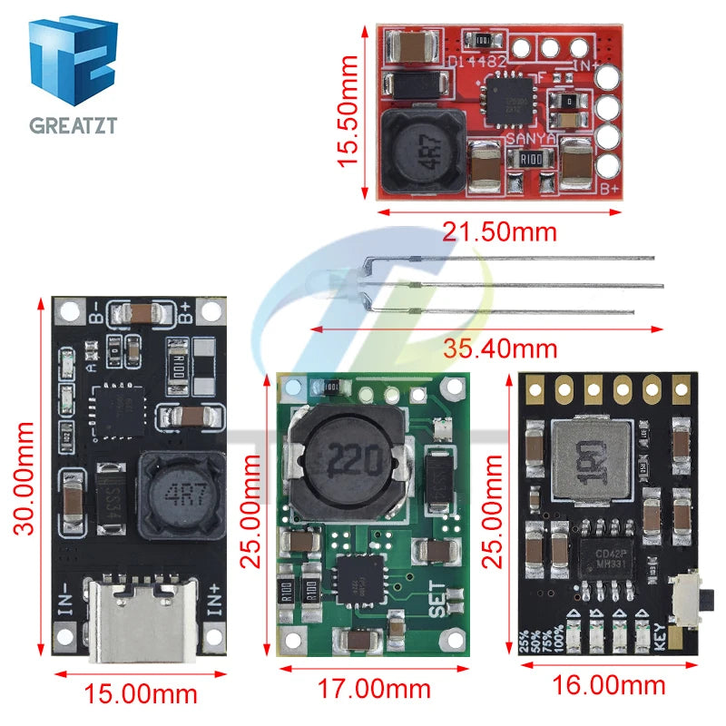 TZT TP5100 charging management power supply module TP5000 1A 2A compatible with 4.2V 8.4V single and double lithium batteries