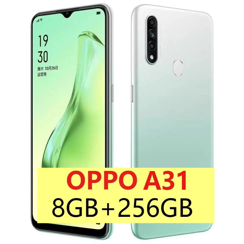 OPPO A8 Cellphone 8GB+256GB AI Face Unlock 6.5" Waterdrop Screen 4230mAh Big Battery 12MP Triple Rear Camera Global Version