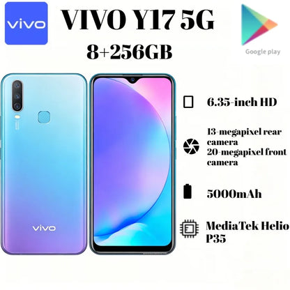 2026 New Vivo phones VIVO Y17 Global Version 8GB RAM 256GB ROM Unlocked Mobile Phone Triple Rear Camera 5000mAh Battery