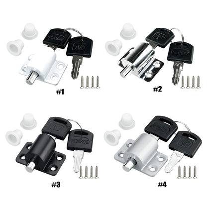 Aluminum Alloy Child Safety Protection Lock with Keys & Screws Push-In Key Latch for Child Home Safety Bedroom Office Balcony