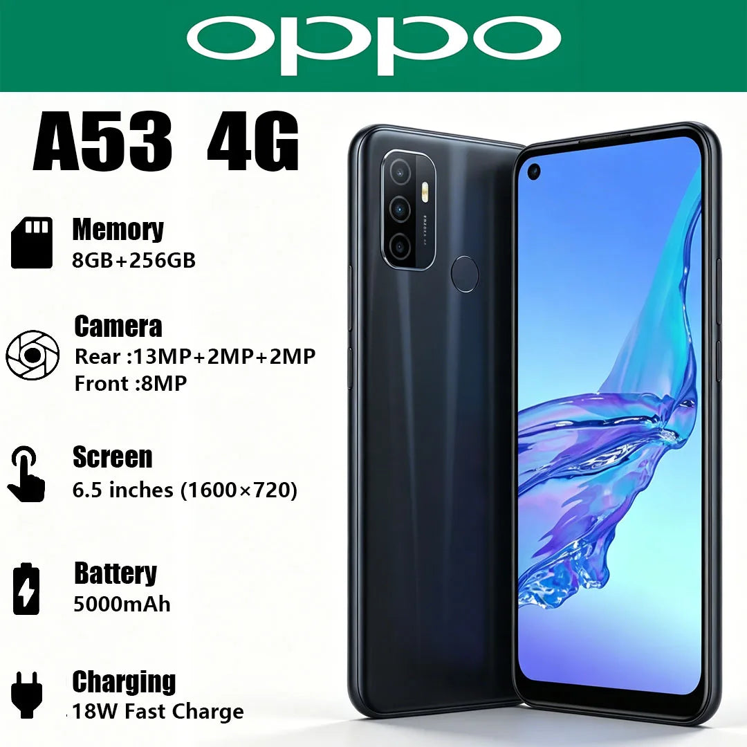 New OPPO A53 Global Version Mobile Phone AI Triple Camera 5000mAh‌ Battery 18W Fast Charge High-performance Dual-SIM Smartphone