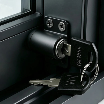 Aluminum Alloy Child Safety Protection Lock with Keys & Screws Push-In Key Latch for Child Home Safety Bedroom Office Balcony