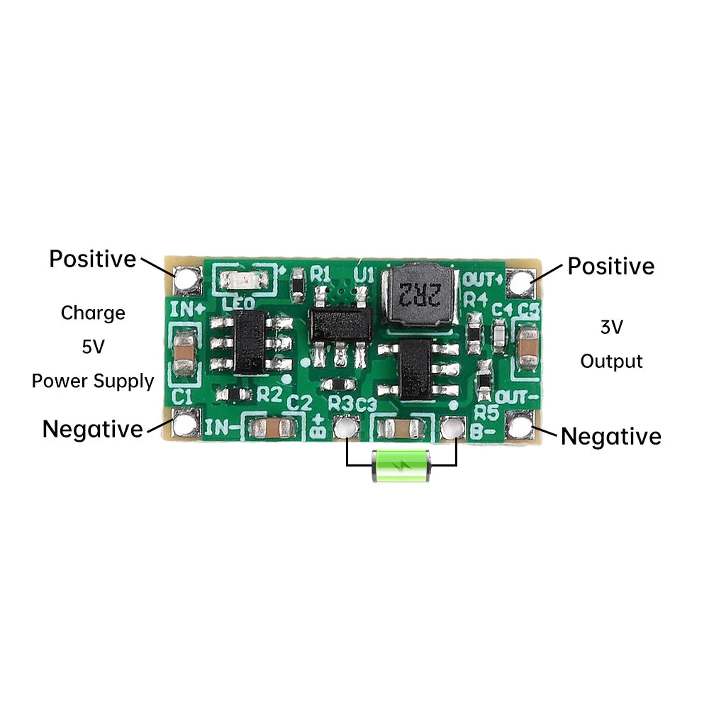 AA/AAA Dry Battery to Lithium Battery Power Board 3V-4.2V to 3V 1.5V Charging and Discharging Toy Remote Control Mouse Modific