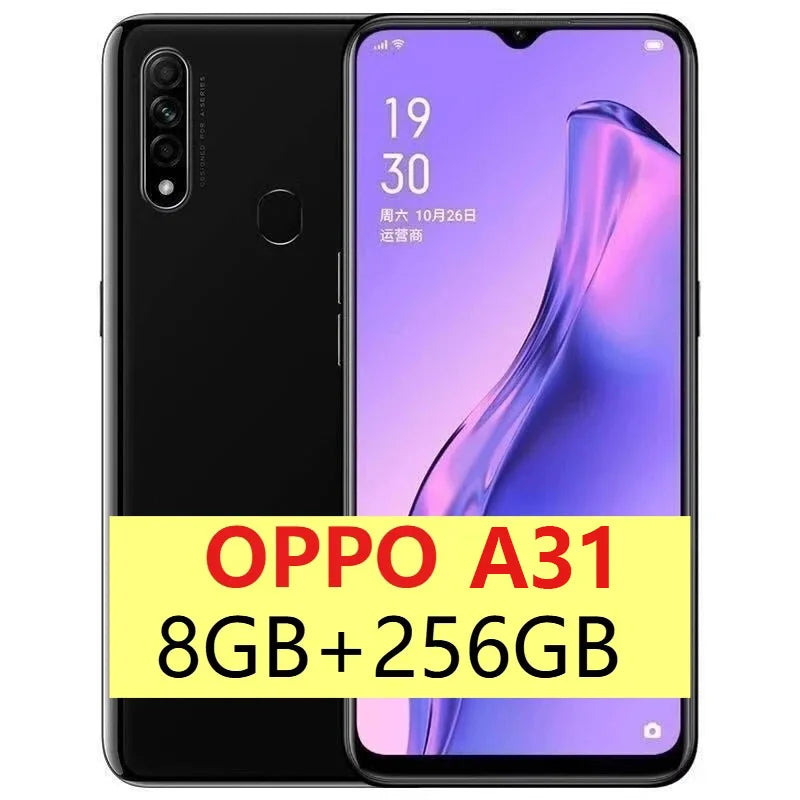 OPPO A8 Cellphone 8GB+256GB AI Face Unlock 6.5" Waterdrop Screen 4230mAh Big Battery 12MP Triple Rear Camera Global Version