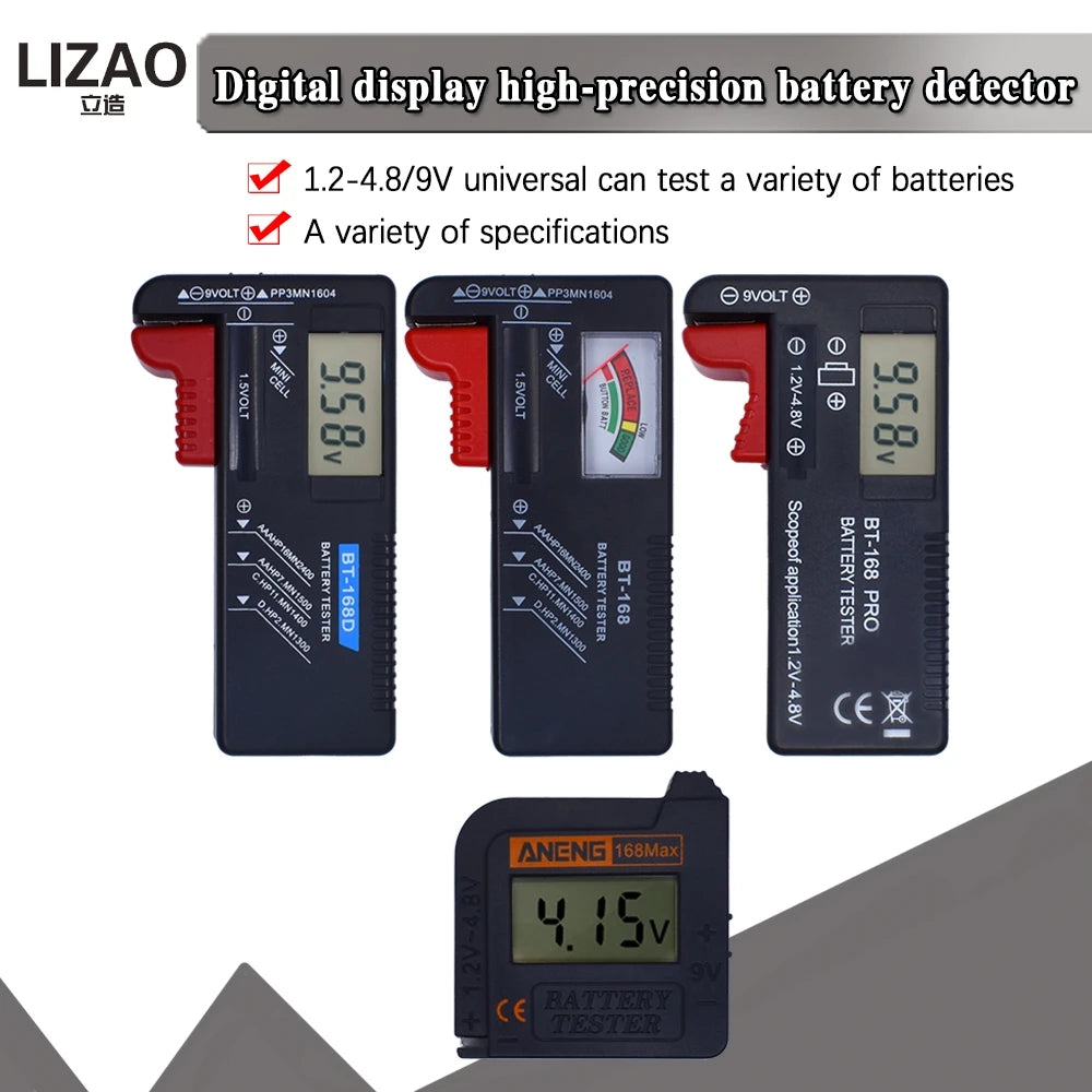 official AN-168 Digital Lithium Battery Capacity Tester Checkered load analyzer Display Check AAA AA Button Cell Universal test