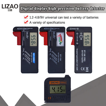 official AN-168 Digital Lithium Battery Capacity Tester Checkered load analyzer Display Check AAA AA Button Cell Universal test