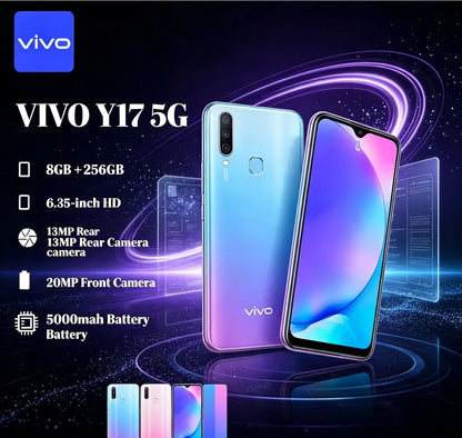 2026 New Official Vivo phones VIVO Y17 Global Version 8GB RAM 256GB ROM Unlocked Mobile Phone Triple Rear Camera 5000mAh Battery