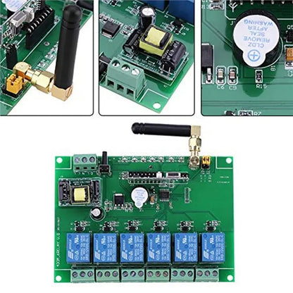 B67C Remote Control Switch 110-240V 6 Channel RF Relay Module Board Momentary Selflocking Interlock 3 Commands 30Ma X 6