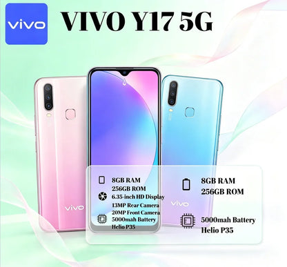 2026 New Vivo phones VIVO Y17 Global Version 8GB RAM 256GB ROM Unlocked Mobile Phone Triple Rear Camera 5000mAh Battery