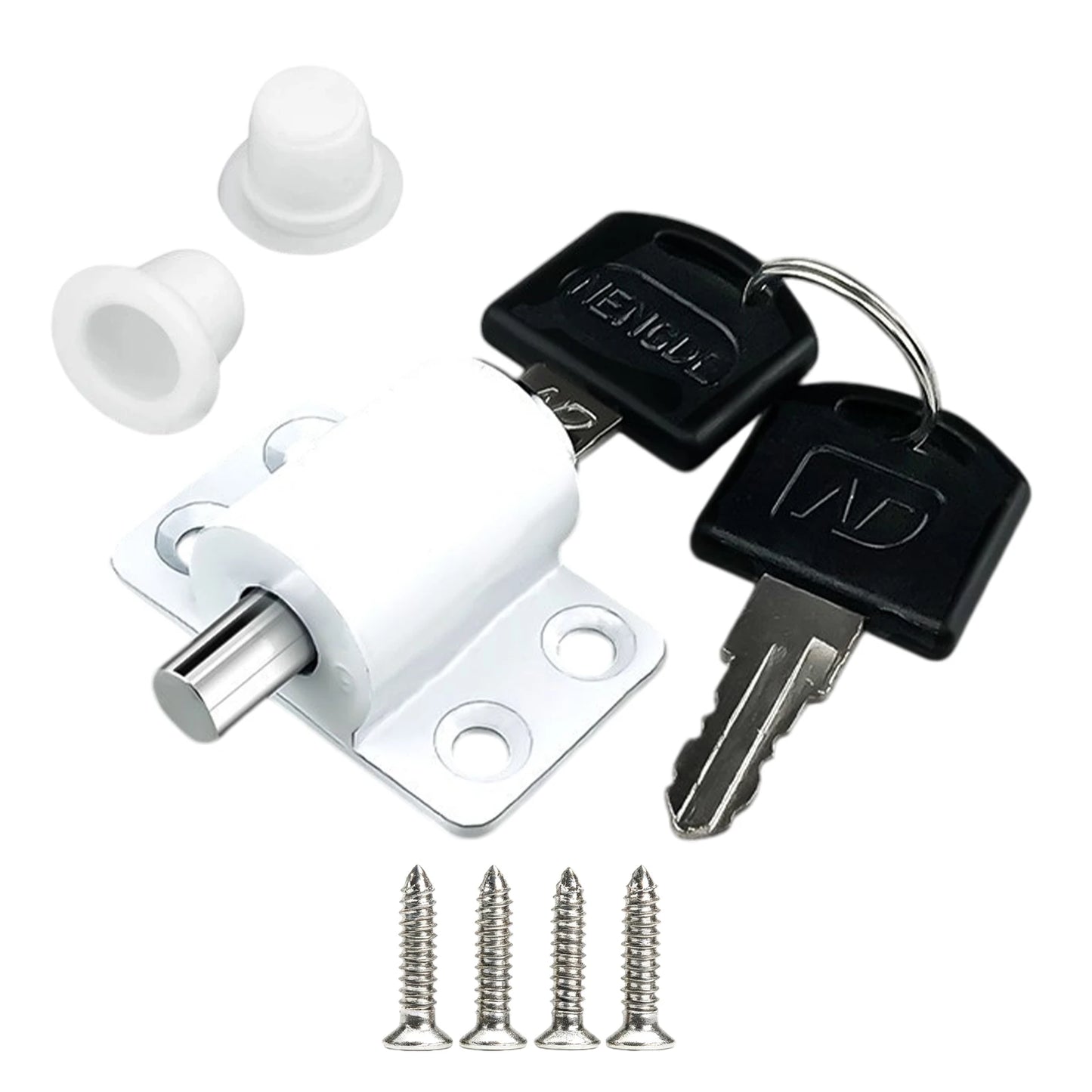 Aluminum Alloy Child Safety Protection Lock with Keys & Screws Push-In Key Latch for Child Home Safety Bedroom Office Balcony