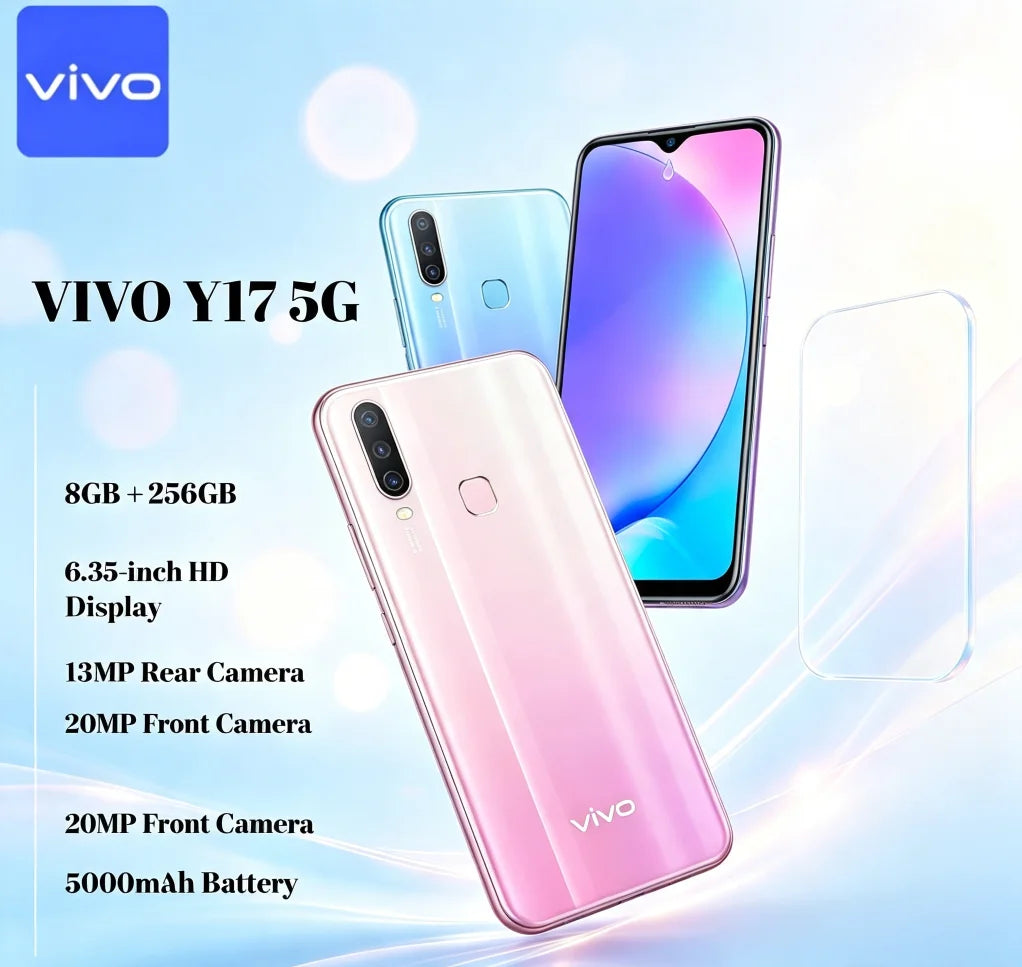 2026 New Vivo phones VIVO Y17 Global Version 8GB RAM 256GB ROM Unlocked Mobile Phone Triple Rear Camera 5000mAh Battery