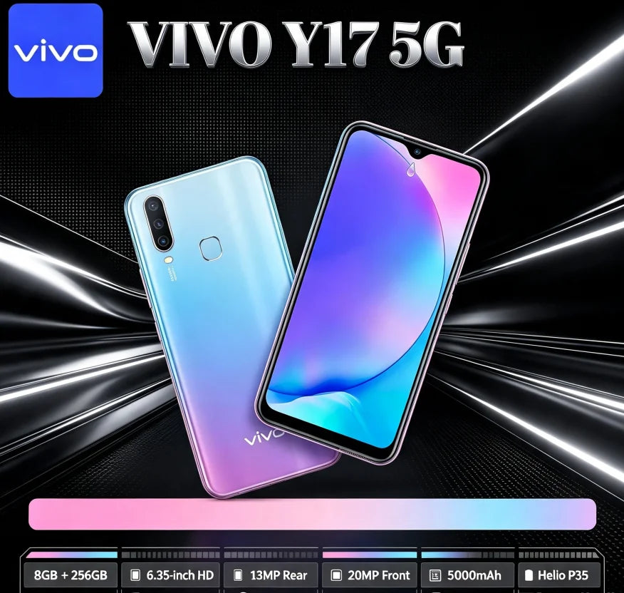 2026 New Official Vivo phones VIVO Y17 Global Version 8GB RAM 256GB ROM Unlocked Mobile Phone Triple Rear Camera 5000mAh Battery