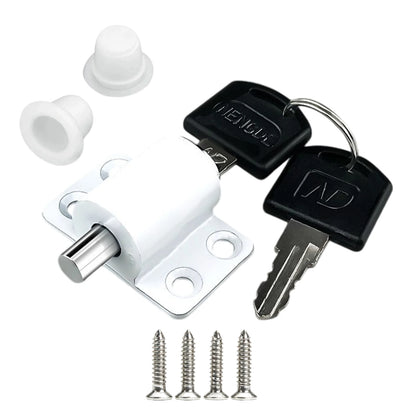 Aluminum Alloy Child Safety Protection Lock with Keys & Screws Push-In Key Latch for Child Home Safety Bedroom Office Balcony