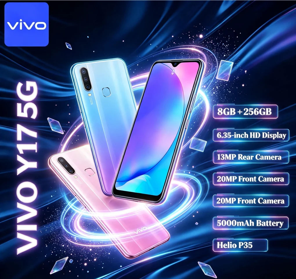 2026 New Official Vivo phones VIVO Y17 Global Version 8GB RAM 256GB ROM Unlocked Mobile Phone Triple Rear Camera 5000mAh Battery