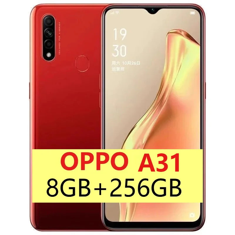 OPPO A8 Cellphone 8GB+256GB AI Face Unlock 6.5" Waterdrop Screen 4230mAh Big Battery 12MP Triple Rear Camera Global Version